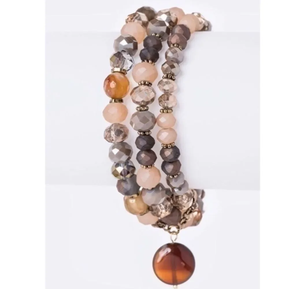 3PC Mix Beads Stretch Bracelet New